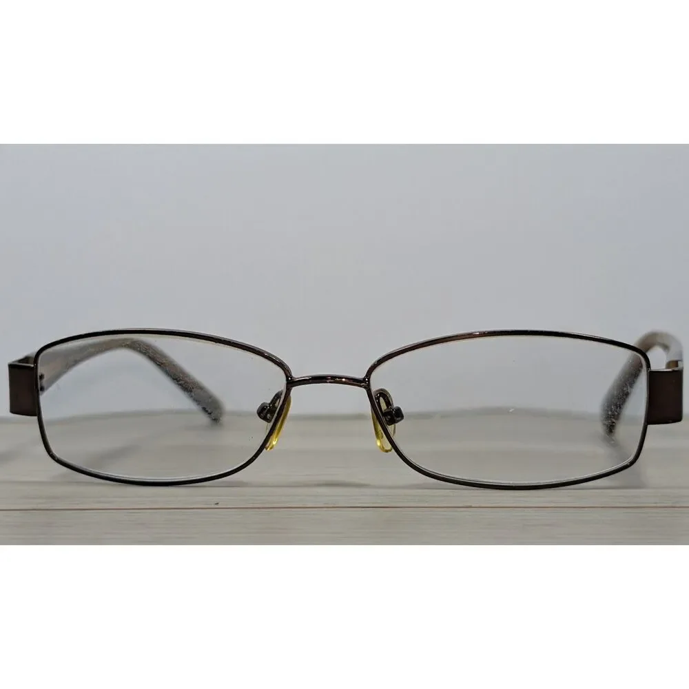 Beth Brown Women's Rectangular Eyeglasses Brown Metal Frames